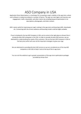 aso company in usa application store optimization