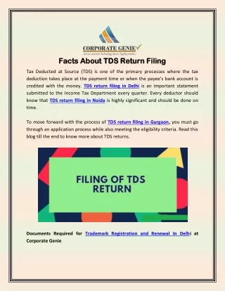 Facts About TDS Return Filing