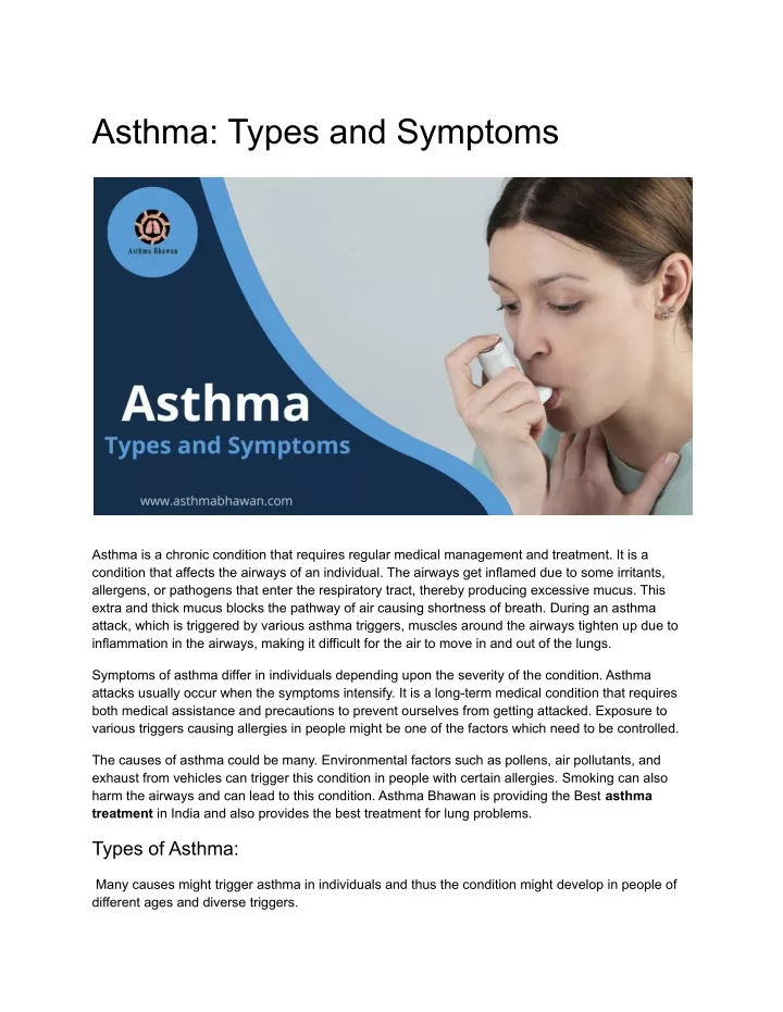 asthma types and symptoms