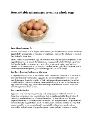 remarkable advantages to eating whole eggs