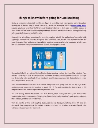 Things to know before going for Coolsculpting