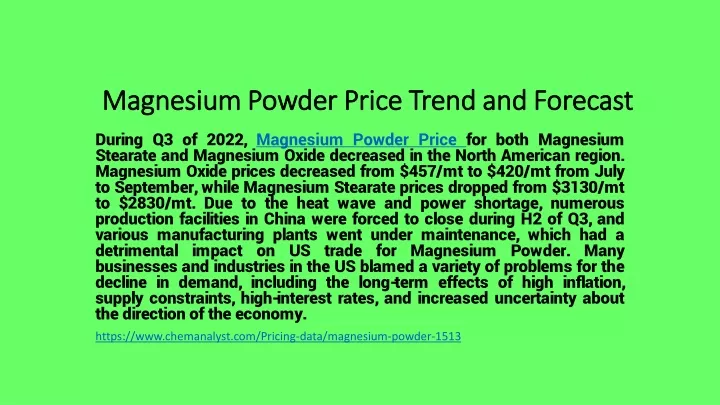 magnesium powder price trend and forecast