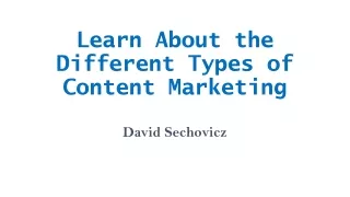 Learn About the Different Types of Content Marketing | David Sechovicz