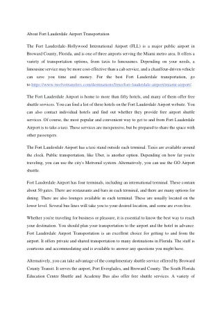 about fort lauderdale airport transportation