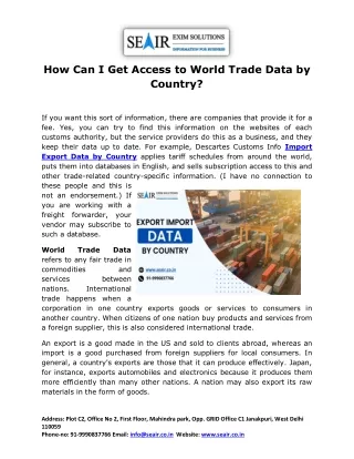 How Can I Get Access to World Trade Data by Country?