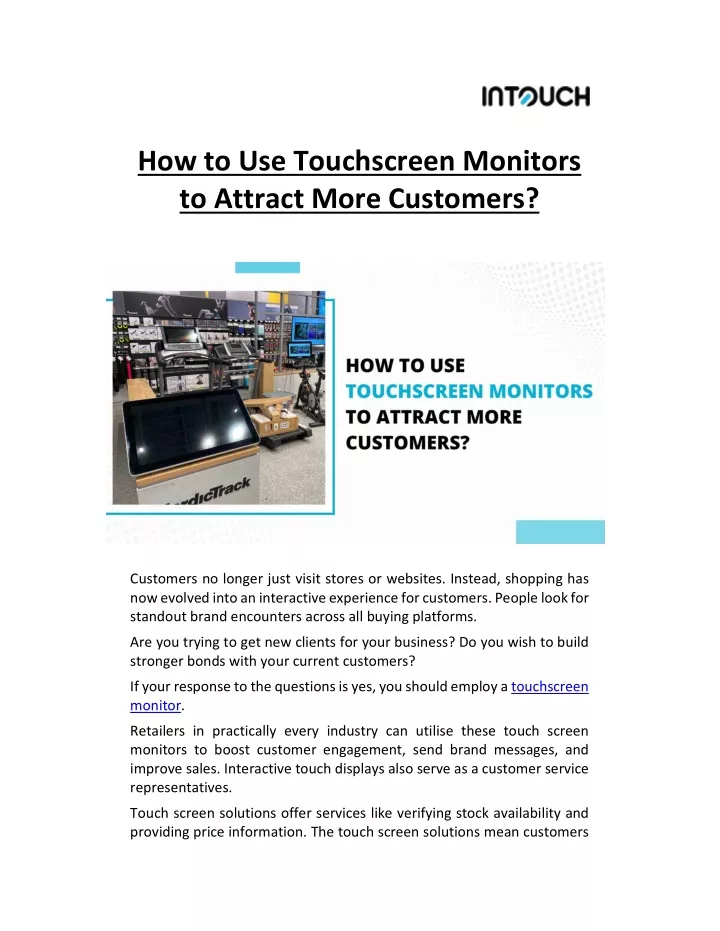 how to use touchscreen monitors to attract more