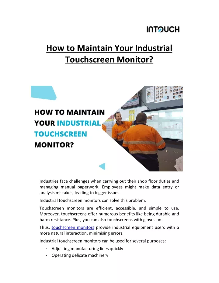 how to maintain your industrial touchscreen