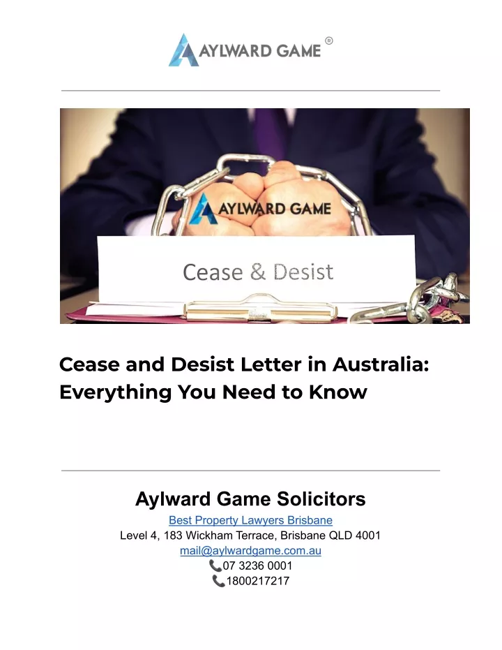 cease and desist letter in australia everything