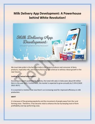 Milk Delivery App Development : A Powerhouse Behind White Revolution!