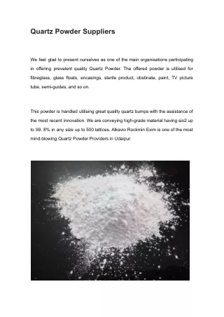 Quartz Powder Suppliers