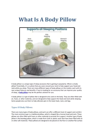 wha t is a bod y pillow
