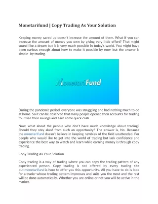 Monetarifund | Automated Trading Platform