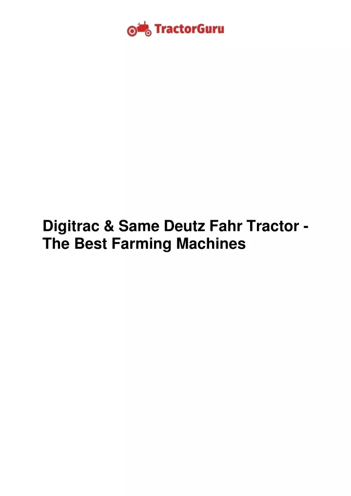 digitrac same deutz fahr tractor the best farming