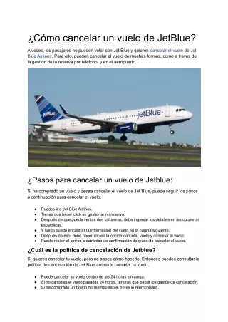 c mo cancelar un vuelo de jetblue
