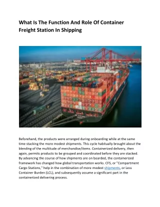 What Is The Function And Role Of Container Freight Station In Shipping