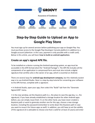 Step by Step Guide to Upload an App to Google Play Store