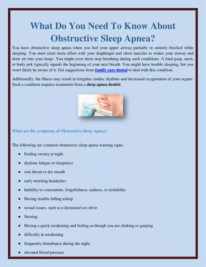 what do you need to know about obstructive sleep