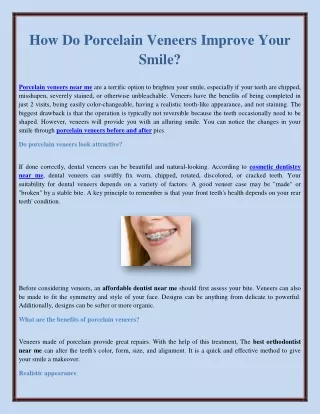 how do porcelain veneers improve your smile