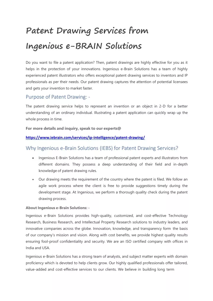 patent drawing services from ingenious e brain solutions