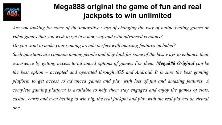 mega888 original the game of fun and real