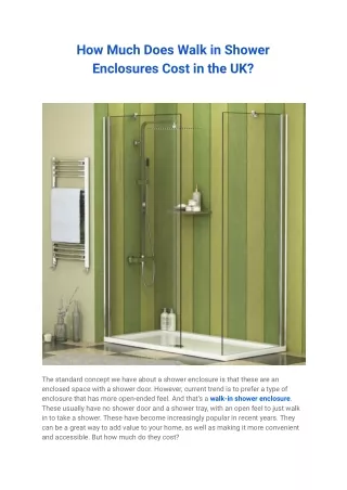 how much does walk in shower enclosures cost