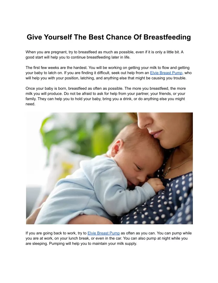 give yourself the best chance of breastfeeding