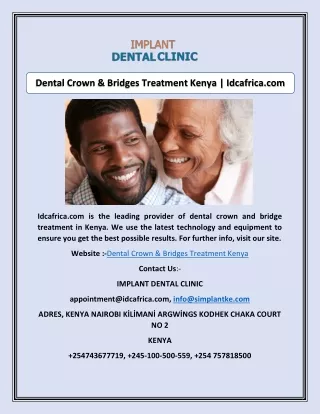 Dental Crown & Bridges Treatment Kenya | Idcafrica.com