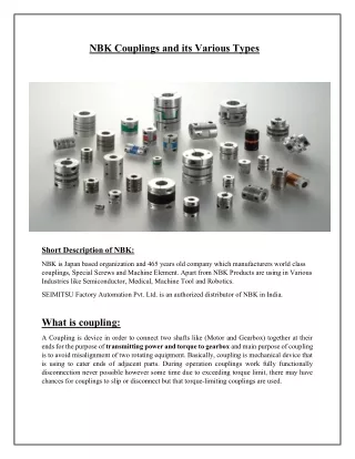Types of NBK Couplings & its Features | SEIMITSU Factory Automation Pvt. Ltd.