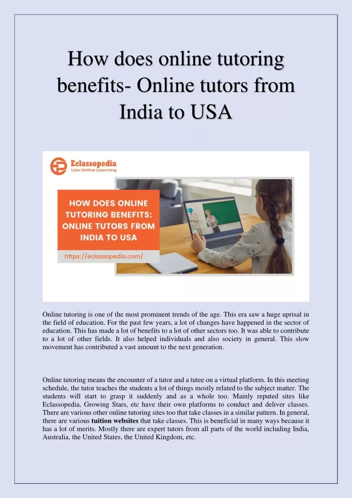 how does online tutoring benefits online tutors