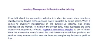 inventory management in the automotive industry