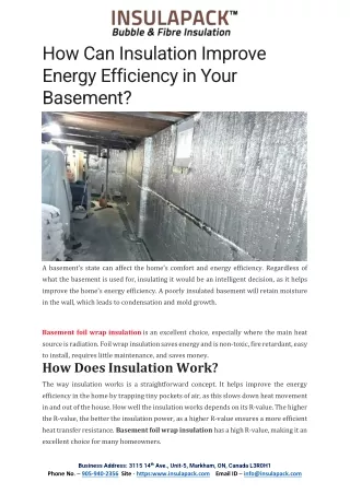 How Can Insulation Improve Energy Efficiency in Your Basement?