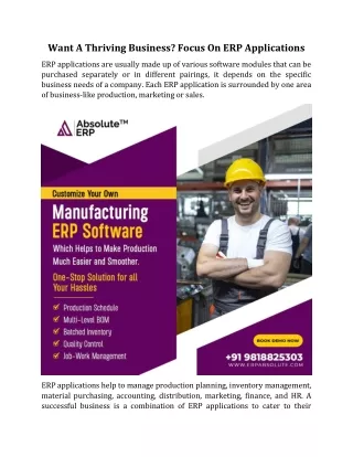 want a thriving business focus on erp applications