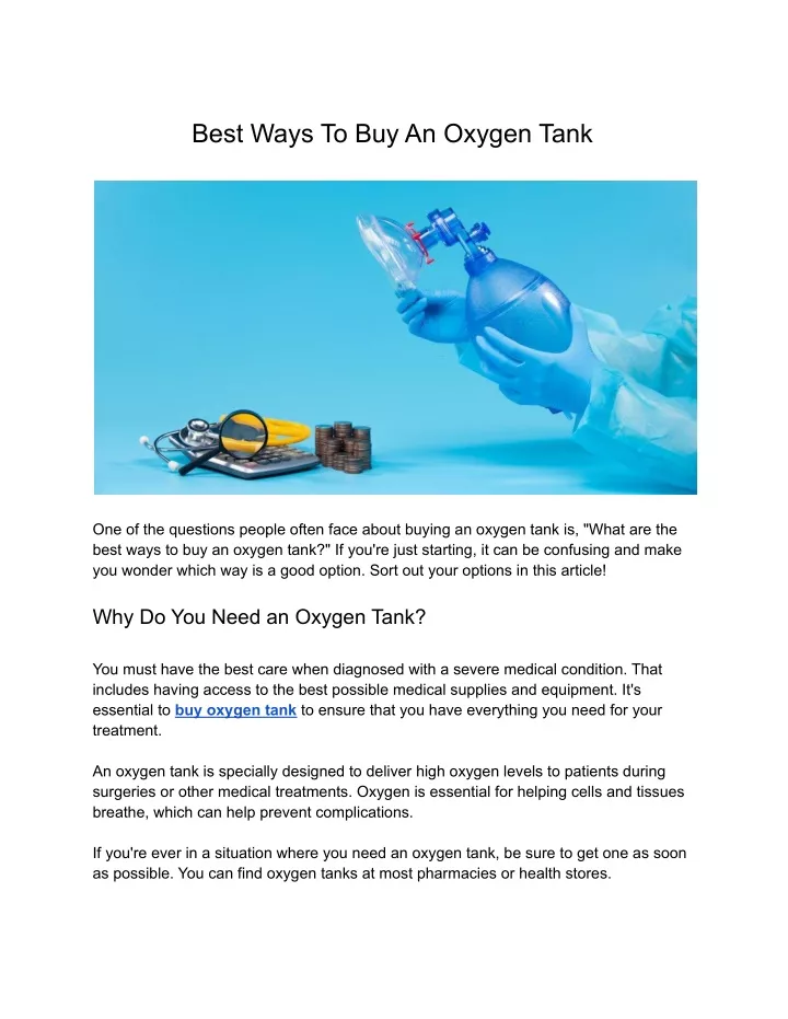 best ways to buy an oxygen tank