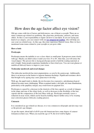 how does the age factor affect eye vision
