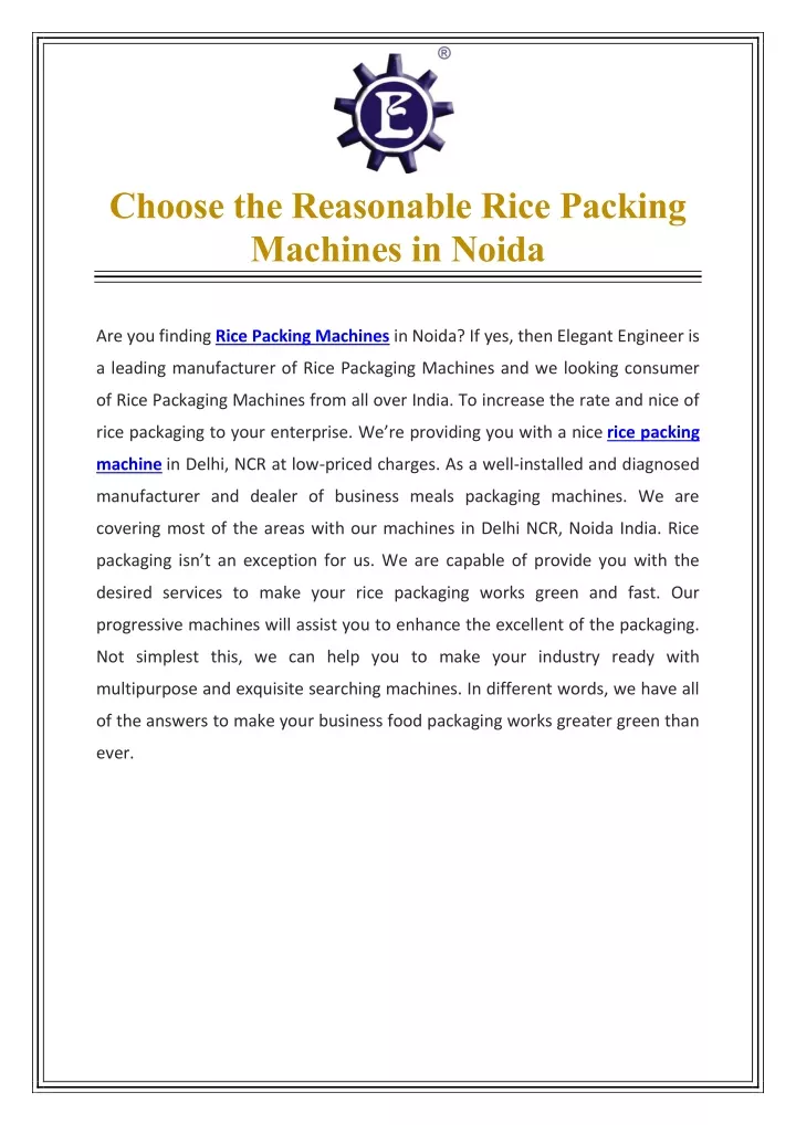choose the reasonable rice packing machines