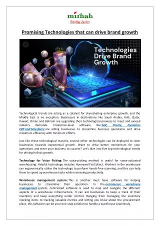 Promising Technologies that can drive brand growth