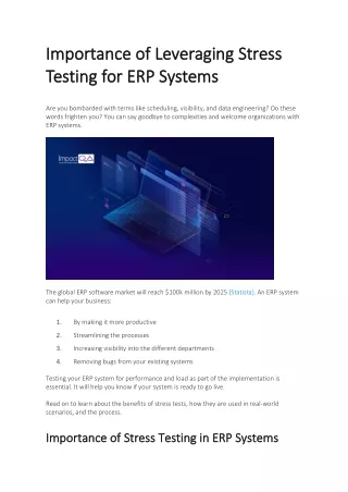 Importance of Leveraging Stress Testing for ERP Systems