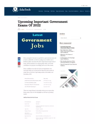 Upcoming Important Government Exams Of 2022