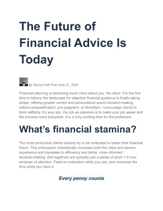 The Future of Financial Advice Is Today