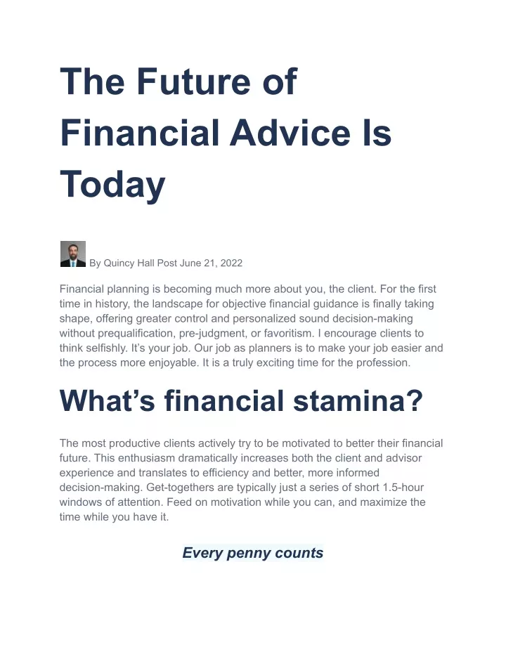 the future of financial advice is today