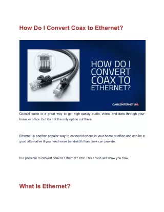 How Do I Convert Coax to Ethernet