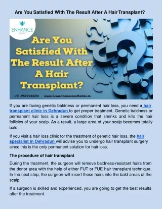 Are You Satisfied With The Result After A Hair Transplant_.docx