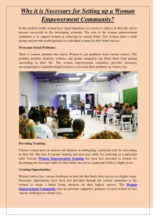 Why it is Necessary for Setting up a Woman Empowerment Community?