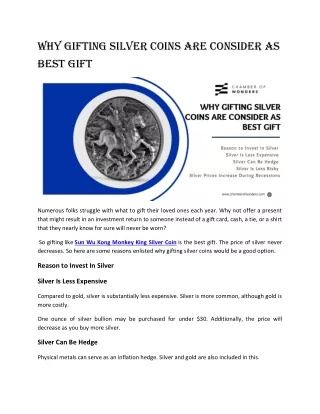 Why Gifting Silver Coins Are Consider As Best Gift