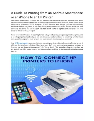 A Guide To Printing from an Android Smartphone or an iPhone to an HP Printer