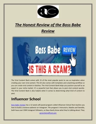 The Honest Review of the Boss Babe Review