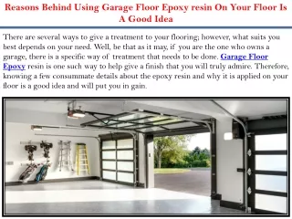 reasons behind using garage floor epoxy resin