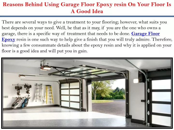 reasons behind using garage floor epoxy resin