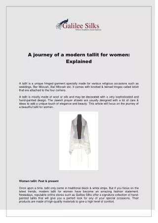 A journey of a modern tallit for women - Explained