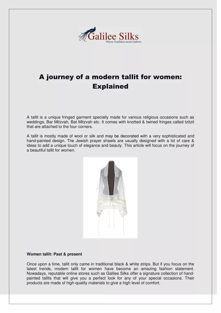 a journey of a modern tallit for women explained